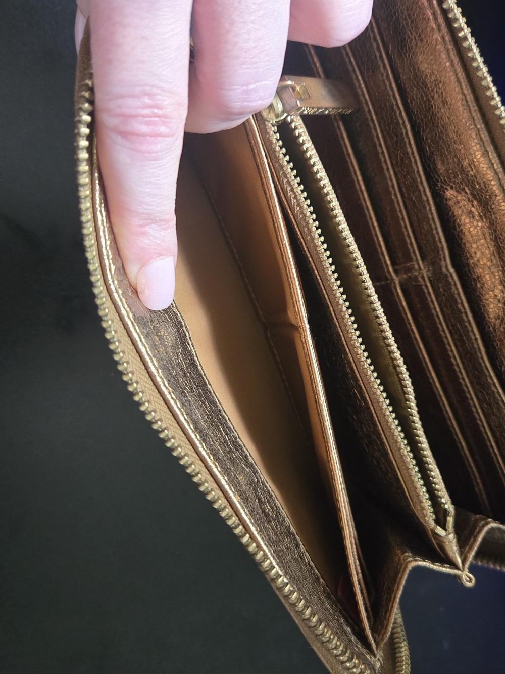 Tory Burch Metallic Gold Zip Around Wallet - Picture 10 of 11